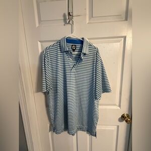 FootJoy Men's Light Blue and White Polo Shirt